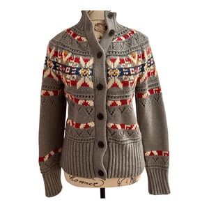 L.L. Bean Signature Cotton Fisherman Sweater, Short Cardigan Fair Isle